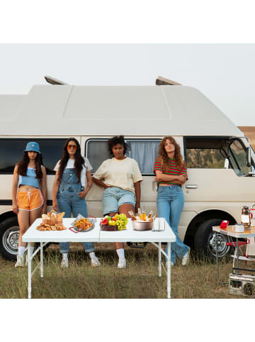 ABRIHOME Gartentisch in Weiß 25 cm höhenverstellbar 135 kg Tragkraft für Camping