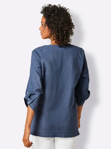 creation L Leinenbluse in jeansblau
