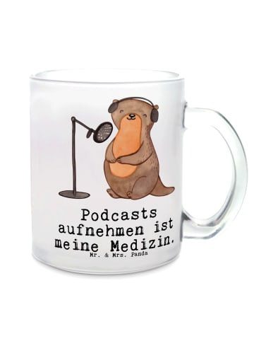 Mr. & Mrs. Panda Kaffeetasse Otter Podcast aufnehmen mit Spruch in Transparent