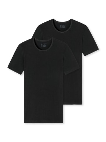 Schiesser T-Shirt 2er Pack in Schwarz