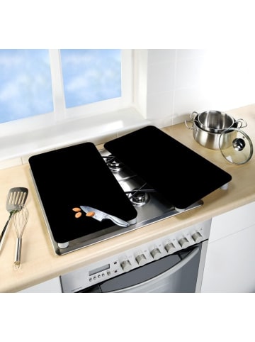 Wenko Herdabdeckplatten BLACK, 2 Stück in Schwarz, (B) 30 x (L) 52 cm