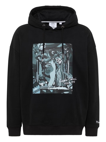 Carlo Colucci Hoodie ohne Reißverschluss De Val in Schwarz / Weiß