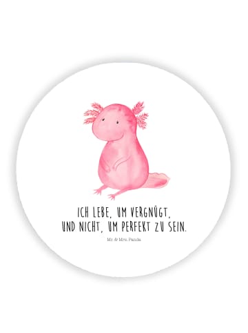 Mr. & Mrs. Panda Rund Magnet Axolotl Niedlich mit Spruch in Weiß