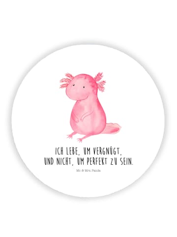 Mr. & Mrs. Panda Rund Magnet Axolotl null mit Spruch in Weiß