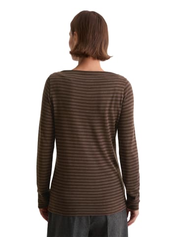 Marc O'Polo Streifen-Longsleeve regular in Dark Brown