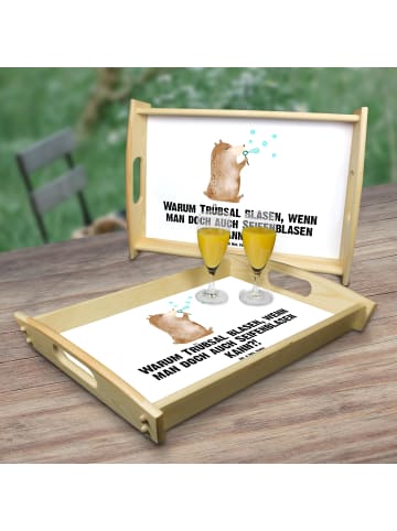 Mr. & Mrs. Panda Serviertablett Bär Seifenblasen mit Spruch in Weiß