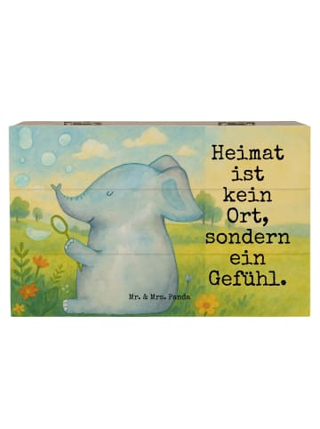 Mr. & Mrs. Panda Truhe Elefant Seifenblasen Design mit Spruch in Weiß