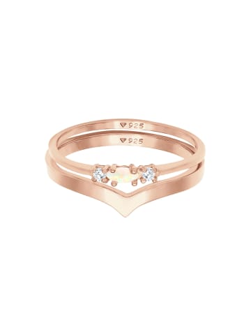 Elli Ring 925 Sterling Silber Ring Set in Rosegold