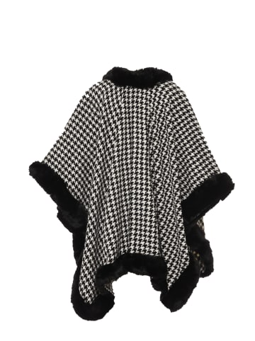 VIRITA Women Poncho in Wollweiss Schwarz