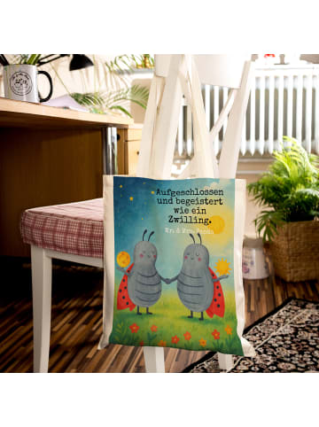Mr. & Mrs. Panda Shopper Sternzeichen Zwilling Design mit Spruch in Weiß
