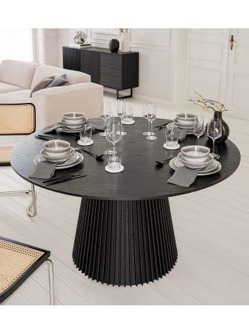 home24 Esstisch QARA rund in Esche Schwarz