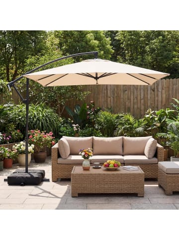 COSTWAY 250 cm Sonnenschirm Rechteckig mit Ständer in Beige