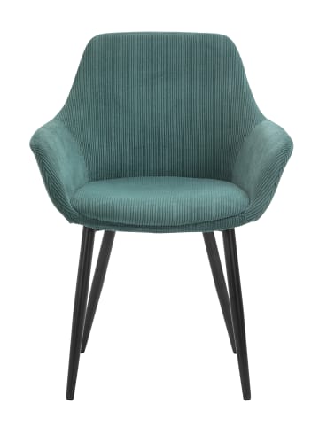 SalesFever Armlehnstuhl 2er-Set modern Cord-Bezug und Gestell matt schwarz in Grün