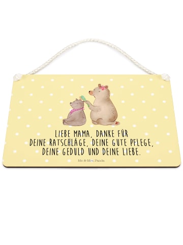 Mr. & Mrs. Panda Holztafel Bär Kind mit Spruch in Gelb Pastell