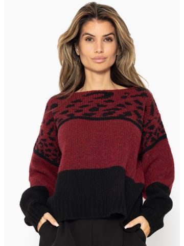 SASSYCLASSY Oversize Pullover in Leo-Print in Weinrot