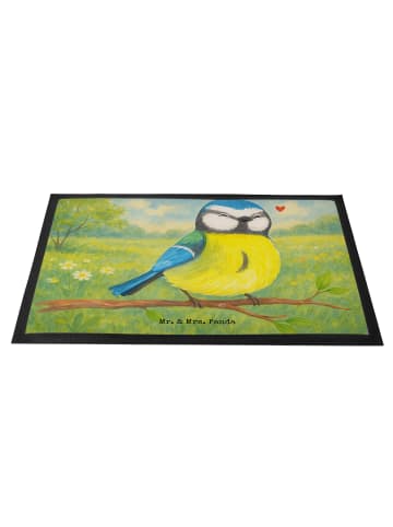 Mr. & Mrs. Panda Sauberlaufmatte Vogel Blaumeise Design ohne Spruch in Weiß