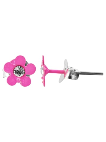 Adeliás Mädchen Ohrringe – Ohrstecker aus 925 Silber mit Strass Steinchen in silber