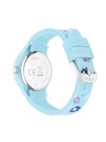 s.Oliver Armbanduhr mit süßem Blumenprint in blau