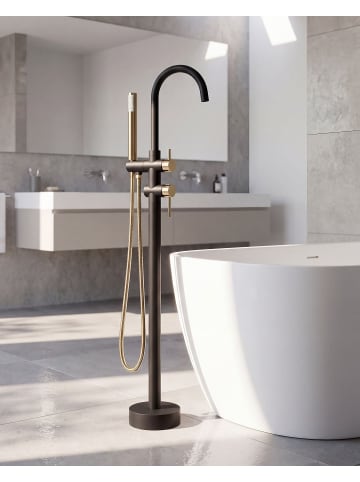 Beliani 3-tlg Wannenarmaturen TUGELA in Schwarz/Gold