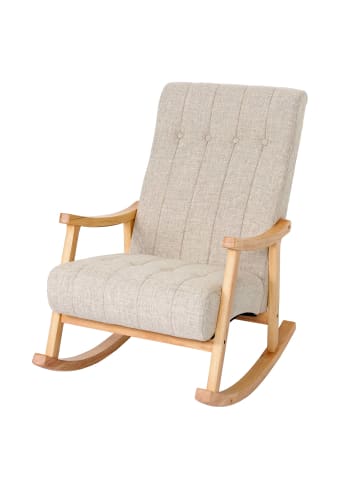 MCW Schaukelstuhl K10, Stoff/Textil creme, Gestell braun