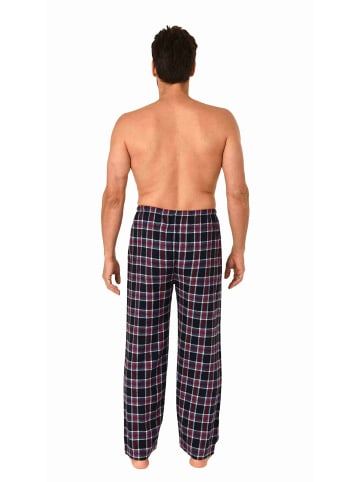 NORMANN Flanell Schlafanzug Pyjama Hose lang kariert Baumwolle - 70778 in marine