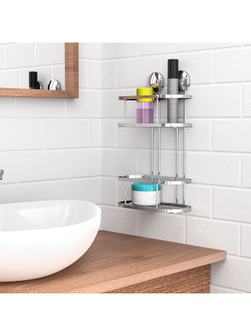 Eisl Dusch-Wandablage, Chrom, zum Kleben oder Schrauben, 2 Etagen