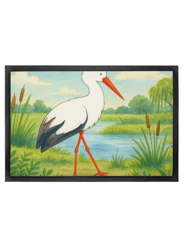 Mr. & Mrs. Panda Schmutzmatte Storch Design ohne Spruch in Weiß