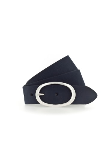Vanzetti 35 mm breiter Echtleder-Gürtel mit ovaler Doppelschließe in Navy