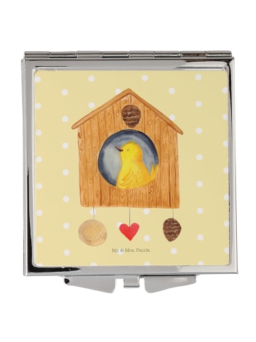 Mr. & Mrs. Panda Handtaschenspiegel quadratisch Vogelhaus Home o... in Gelb Pastell