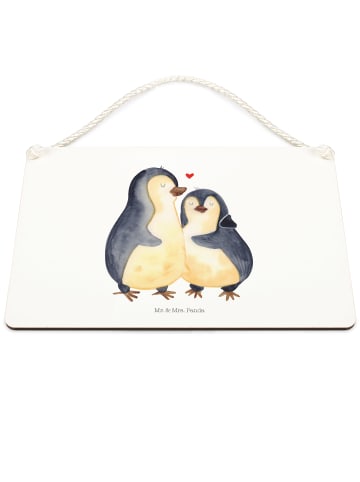 Mr. & Mrs. Panda Schild Pinguin umarmen ohne Spruch in Weiß