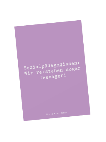 Mr. & Mrs. Panda Grußkarte Spruch Sozialpädagogin Herz mit Spruch in Lavendeltraum