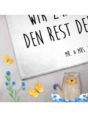 Mr. & Mrs. Panda Handtuch Mäuse Herz mit Spruch in Weiß