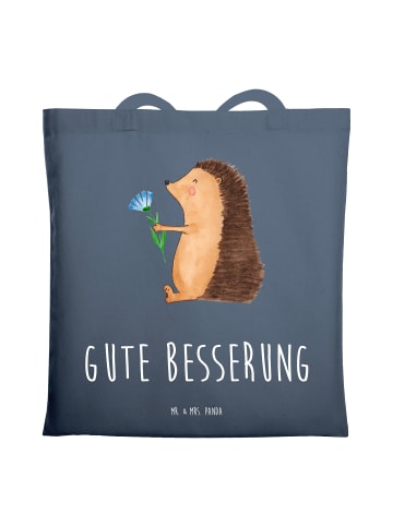 Mr. & Mrs. Panda Schultertasche Igel Blumen mit Spruch in Indigo Blue