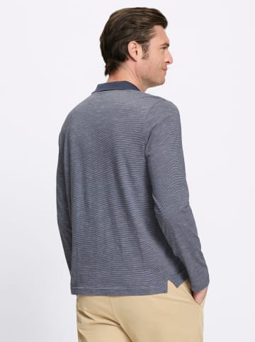 WITT WEIDEN Langarm-Poloshirt in rauchblau-meliert