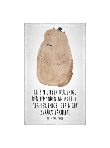 Mr. & Mrs. Panda Gästehandtuch Murmeltier mit Spruch in Weiß