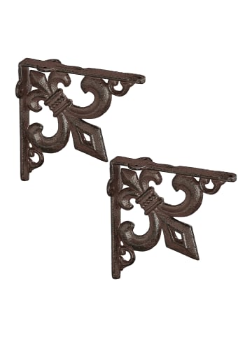 relaxdays 6 x Regalwinkel Lilien Ornamen in Braun