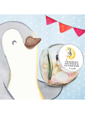 Mr. & Mrs. Panda Bonbonglas Pinguin Mond mit Spruch in Weiß