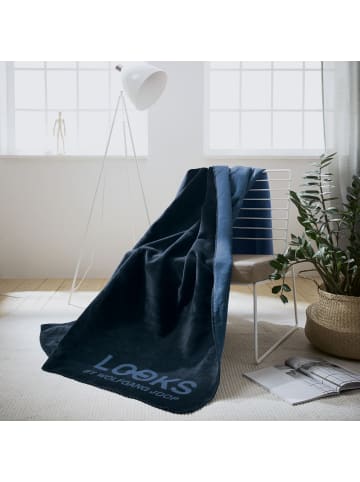 LOOKS by Wolfgang Joop Jacquard, Baumwollmischung Wohndecke in blau/marine