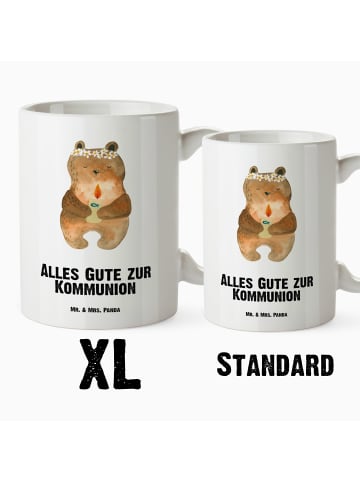 Mr. & Mrs. Panda Steinguttasse Bär Kommunion mit Spruch in Weiß