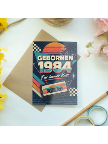 Mr. & Mrs. Panda Geburtstagskarte 1984. Geburtstag Zahl nostalgi... in Weiß