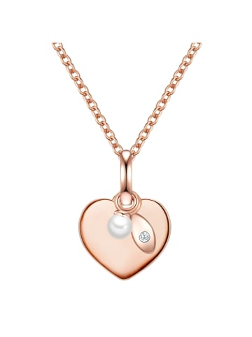 Valero Pearls Kette mit Anhänger Sterling Silber roségold Süßwasser-Zuchtperle weiß Zirkonia weiß in roségold