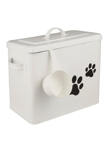 IB Laursen Metall-Box mit Deckel für Hundefutter + Messbecher in weiss