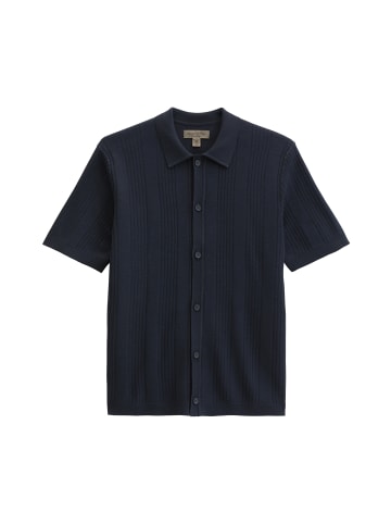 Marc O'Polo Kurzarm-Feinstrickshirt DFB Travel Collection in Deep Night Blue