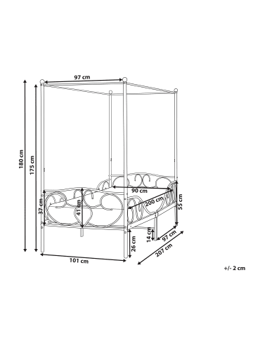 Beliani 2-tlg Himmelbett SORMERY in Schwarz