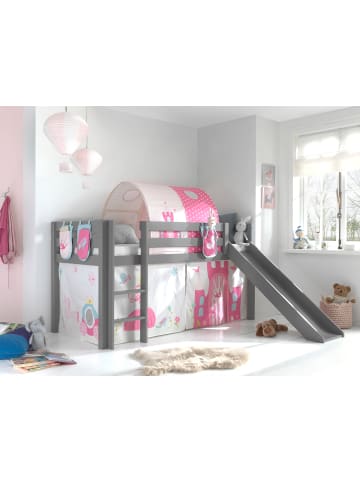 58 aufm Kessel KINDERBETT mit Rutsche Karolina Massivholz Grau Textilset Princess 4