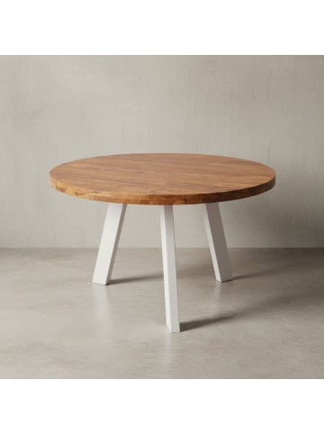 KADIMA DESIGN Esstisch | Sheesham, ø130cm, Weiße Beine