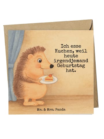Mr. & Mrs. Panda Grußkarte Igel Kuchenstück Design mit Spruch in Weiß