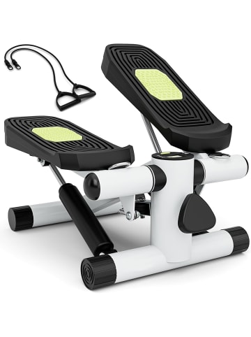 COSTWAY Mini-Stepper mit Widerstandbändern in Weiß