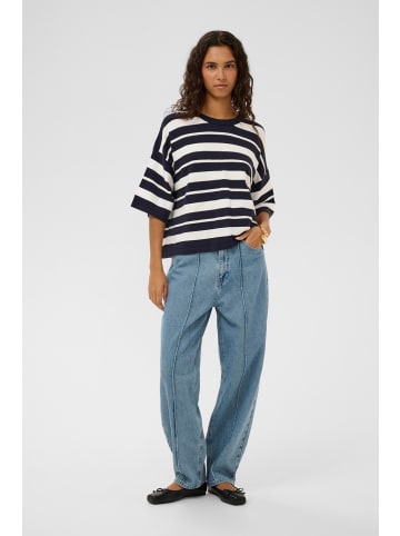 Soaked in Luxury Strickpullover SLSpina Baggy fit in India Ink and White Stripe
