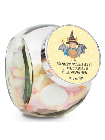 Mr. & Mrs. Panda Bonbonglas Fledermaus Zauberer mit Spruch in Gelb Pastell